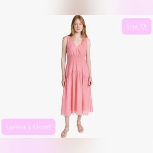 🔥NWF🔥OBO🔥 🟠 Vince Women's Sleeveless V-neck Smocked Dress Size 1X